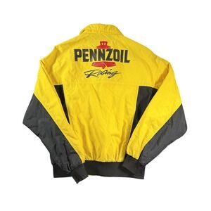 Vintage Pennzoil Racing Jacket Mens Large Yellow Black Swingster USA 90s